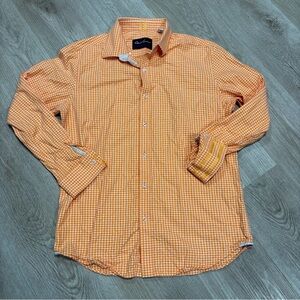 Robert Graham orange houndstooth Long Sleeve shirt L